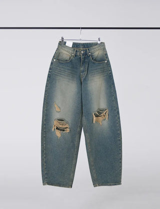 Serin Vintage Wide Washed Denim Pants Jeans