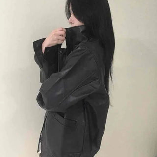 Oversized Collared Leather Jumper