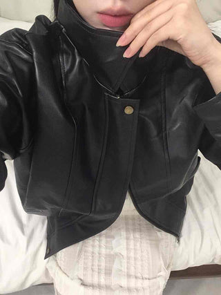 Oversized Collared Leather Jumper