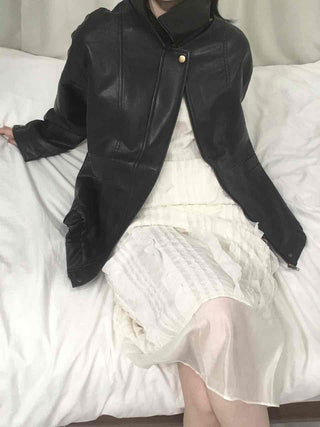 Oversized Collared Leather Jumper