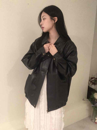 Oversized Collared Leather Jumper