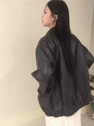Oversized Collared Leather Jumper