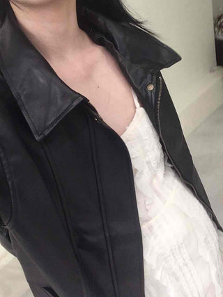 Oversized Collared Leather Jumper