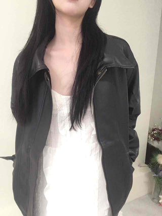 Oversized Collared Leather Jumper