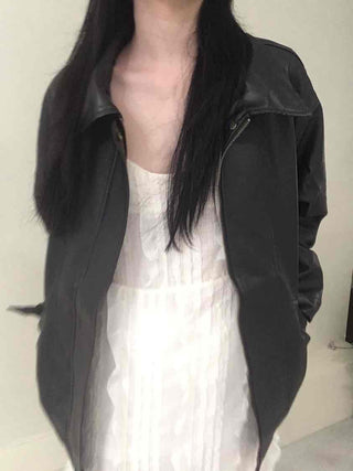 Oversized Collared Leather Jumper