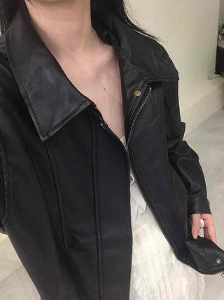 Oversized Collared Leather Jumper