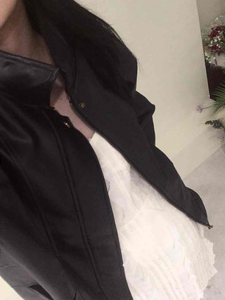 Oversized Collared Leather Jumper