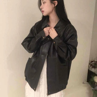 Oversized Collared Leather Jumper