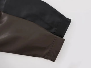 Oversized Collared Leather Jumper