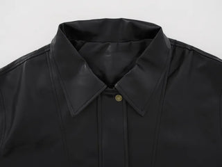 Oversized Collared Leather Jumper
