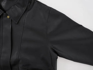 Oversized Collared Leather Jumper