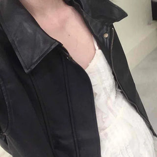 Oversized Collared Leather Jumper