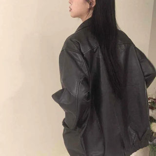 Oversized Collared Leather Jumper