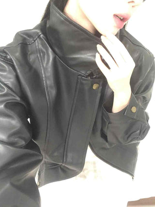 Oversized Collared Leather Jumper