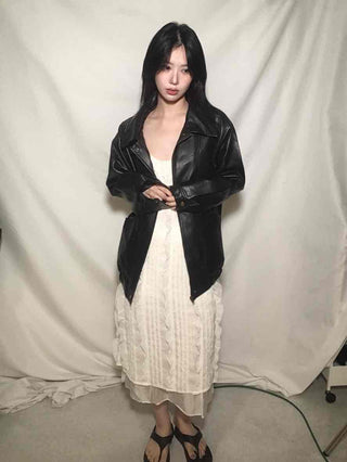 Oversized Collared Leather Jumper