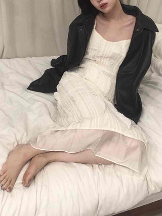 Oversized Collared Leather Jumper