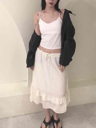 Antique Frill Flare Midi Skirt