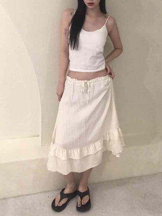 Antique Frill Flare Midi Skirt