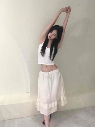 Antique Frill Flare Midi Skirt