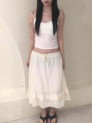 Antique Frill Flare Midi Skirt