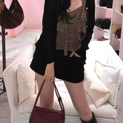 Minimal Leopard Tiered Frill Blouse