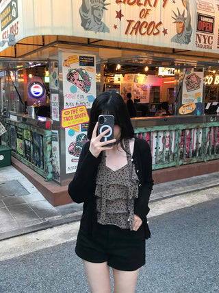 Minimal Leopard Tiered Frill Blouse
