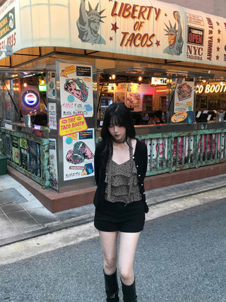 Minimal Leopard Tiered Frill Blouse