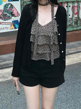Minimal Leopard Tiered Frill Blouse