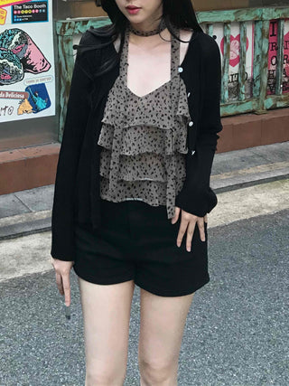 Minimal Leopard Tiered Frill Blouse
