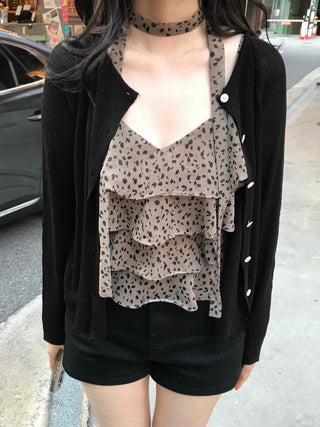 Minimal Leopard Tiered Frill Blouse