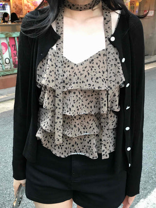 Minimal Leopard Tiered Frill Blouse