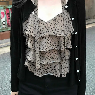 Minimal Leopard Tiered Frill Blouse