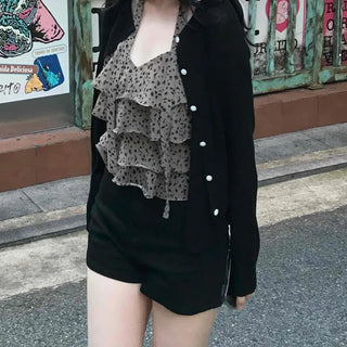 Minimal Leopard Tiered Frill Blouse