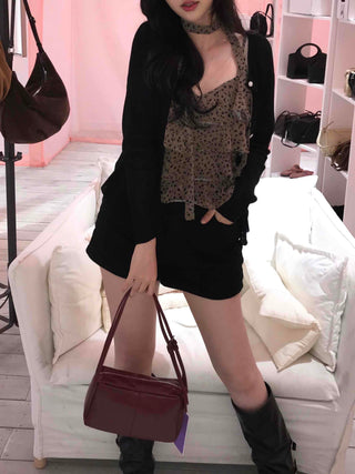 Minimal Leopard Tiered Frill Blouse