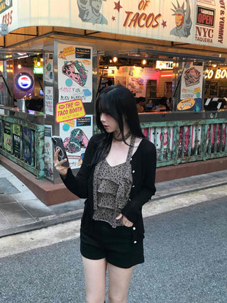 Minimal Leopard Tiered Frill Blouse