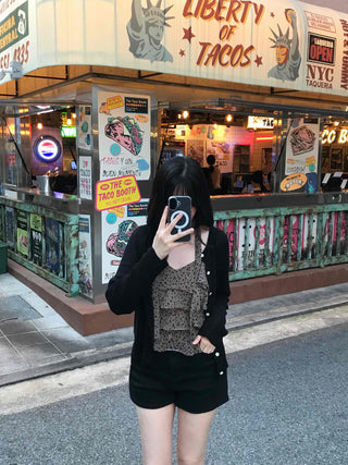 Minimal Leopard Tiered Frill Blouse