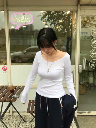 Street Basic Plain Long-Sleeve T-Shirt