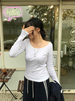 Street Basic Plain Long-Sleeve T-Shirt