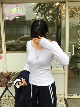 Street Basic Plain Long-Sleeve T-Shirt