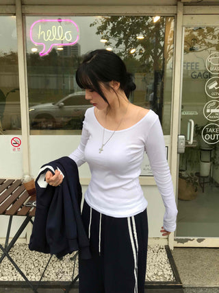 Street Basic Plain Long-Sleeve T-Shirt