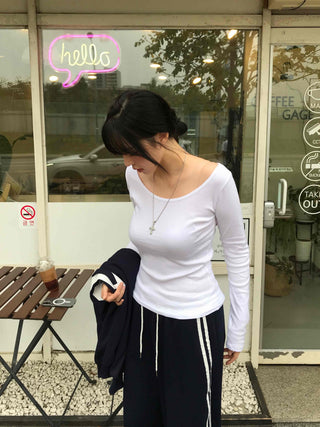 Street Basic Plain Long-Sleeve T-Shirt