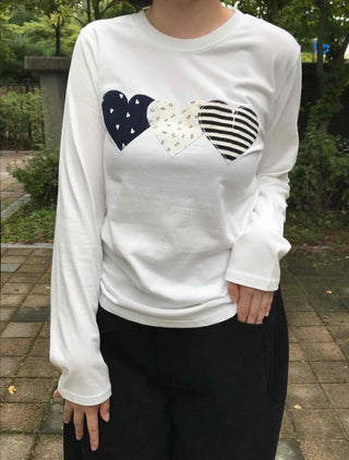 Retro Hip Heart Patch Long Sleeve T-shirt