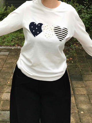 Retro Hip Heart Patch Long Sleeve T-shirt