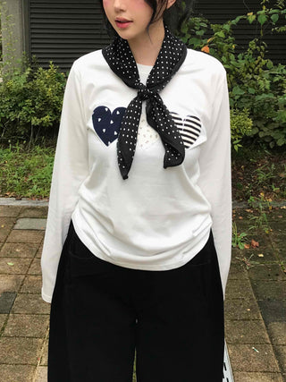Retro Hip Heart Patch Long Sleeve T-shirt