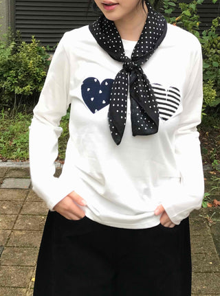 Retro Hip Heart Patch Long Sleeve T-shirt