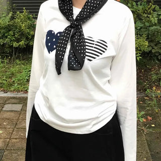 Retro Hip Heart Patch Long Sleeve T-shirt