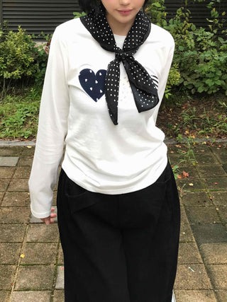 Retro Hip Heart Patch Long Sleeve T-shirt