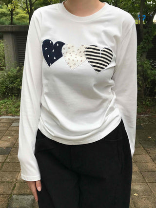 Retro Hip Heart Patch Long Sleeve T-shirt