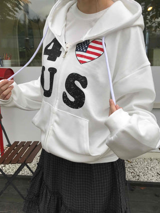 Oversized For U S American Flag Zip-up Hoodie