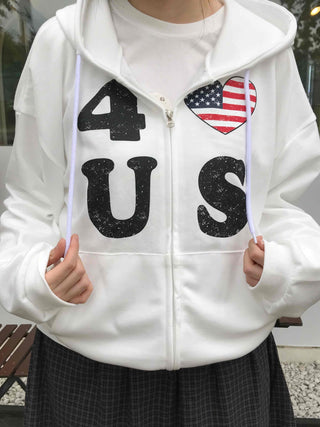 Oversized For U S American Flag Zip-up Hoodie